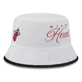 New Era Miami Heat 2025 NBA Draft Nylon Bucket Hat White/Black