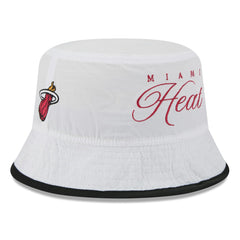 New Era Miami Heat 2025 NBA Draft Nylon Bucket Hat White/Black