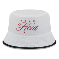 New Era Miami Heat 2025 NBA Draft Nylon Bucket Hat White/Black