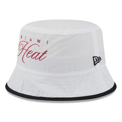 New Era Miami Heat 2025 NBA Draft Nylon Bucket Hat White/Black