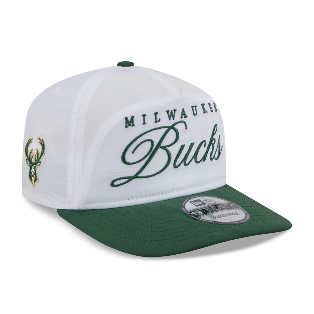 New Era Milwaukee Bucks 2025 NBA Draft On-Stage Nylon 19TWENTY Adjustable Hat White/Hunter Green