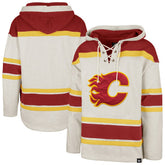 Calgary Flames '47 Rockaway Lacer Pullover Hoodie - Oatmeal | 47 brand near me