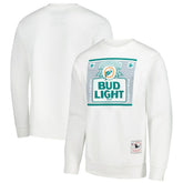 Miami Dolphins x Bud Light The Crest Pullover Sweatshirt - White - Mitchell & Ness