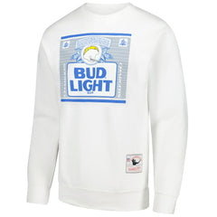Los Angeles Chargers x Bud Light The Crest Pullover Sweatshirt - White - Mitchell & Ness