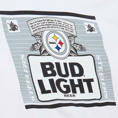 Pittsburgh Steelers x Bud Light The Crest Pullover Sweatshirt - White - Mitchell & Ness