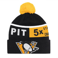 Pittsburgh Penguins Starter Chyron Commemorative Cuffed Knit Hat with Pom - Black | NHL discount