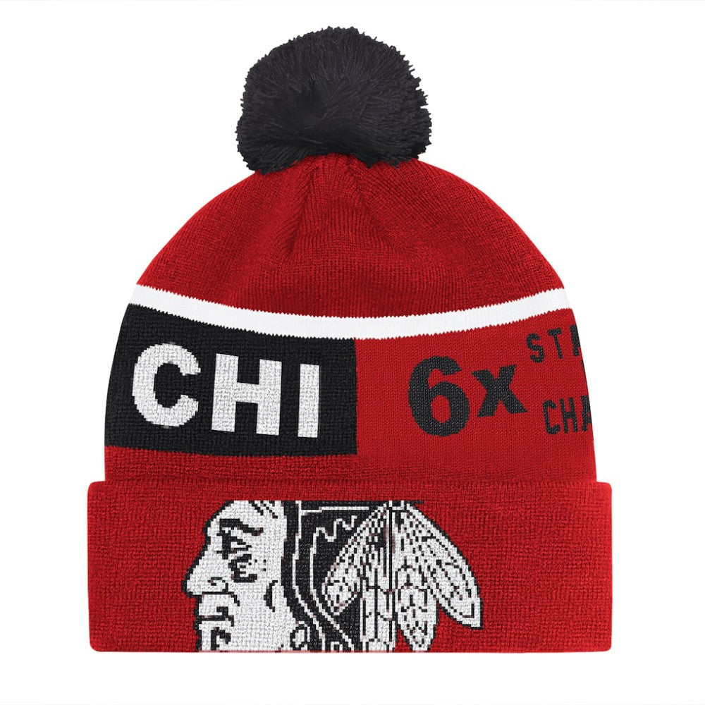 Chicago Blackhawks Starter Chyron Commemorative Cuffed Knit Hat with Pom - Red | NHL sale