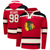 Connor Bedard Chicago Blackhawks '47 Big & Tall Lace-up Pullover Hoodie - Red | 47 brand Clearance