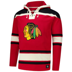 Connor Bedard Chicago Blackhawks '47 Big & Tall Lace-up Pullover Hoodie - Red | 47 brand Clearance