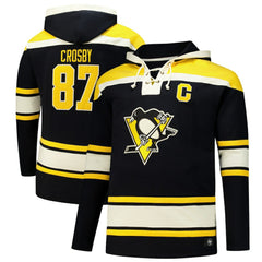 Sidney Crosby Pittsburgh Penguins '47 Big & Tall Lace-up Pullover Hoodie - Black | 47 brand discount