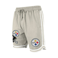 Pittsburgh Steelers New Era Stone Multi Patch Shorts - Light Beige - NFL