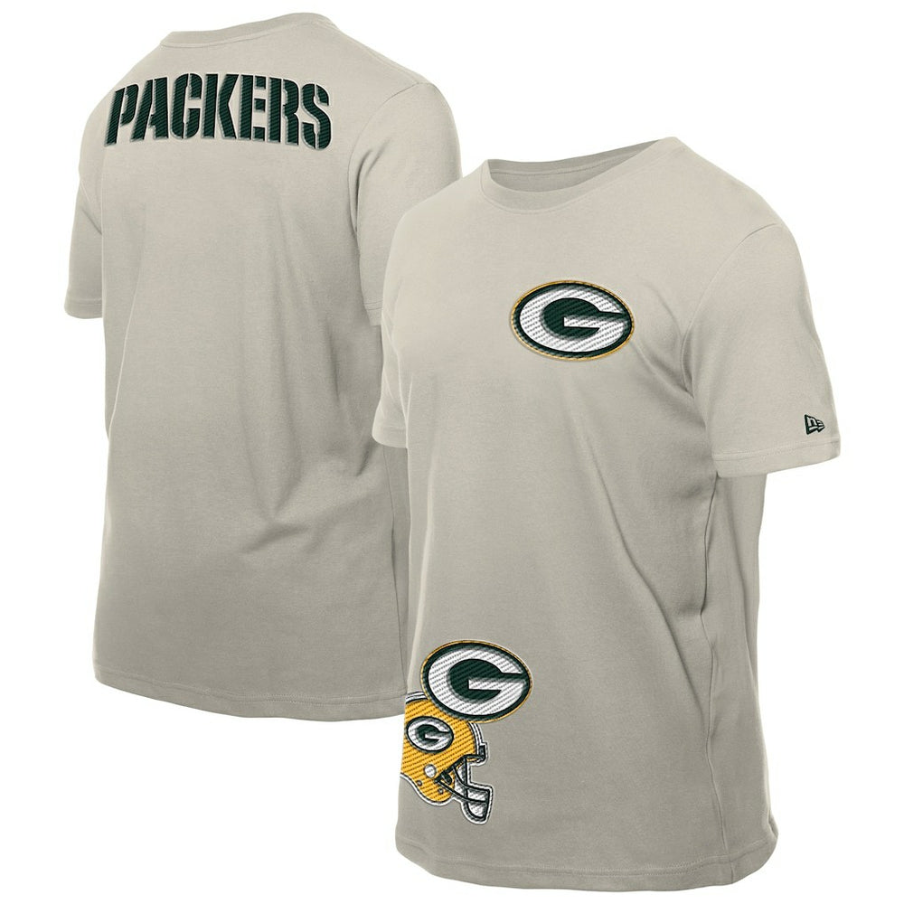 Green Bay Packers New Era Multi Patch T-Shirt - Light Beige - NFL