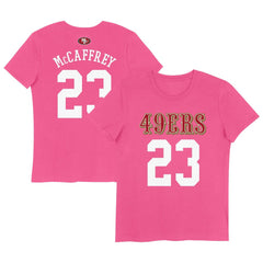 Christian McCaffrey San Francisco 49ers Girls Youth Player Name & Number T-Shirt - Pink - NFL