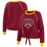Washington Commanders WEAR by Erin Andrews Women's Plus Size Tie-Front Long Sleeve Top - Burgundy/Gold - NFL