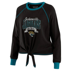 Jacksonville Jaguars WEAR by Erin Andrews Women's Plus Size Tie-Front Long Sleeve Top - Black/Teal - NFL