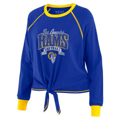 Los Angeles Rams WEAR by Erin Andrews Women's Plus Size Tie-Front Long Sleeve Top - Royal/Gold - NFL