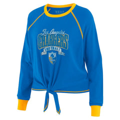 Los Angeles Chargers WEAR by Erin Andrews Women's Plus Size Tie-Front Long Sleeve Top - Powder Blue/Gold - NFL