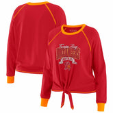 Tampa Bay Buccaneers WEAR by Erin Andrews Women's Plus Size Tie-Front Long Sleeve Top - Red/Orange - NFL