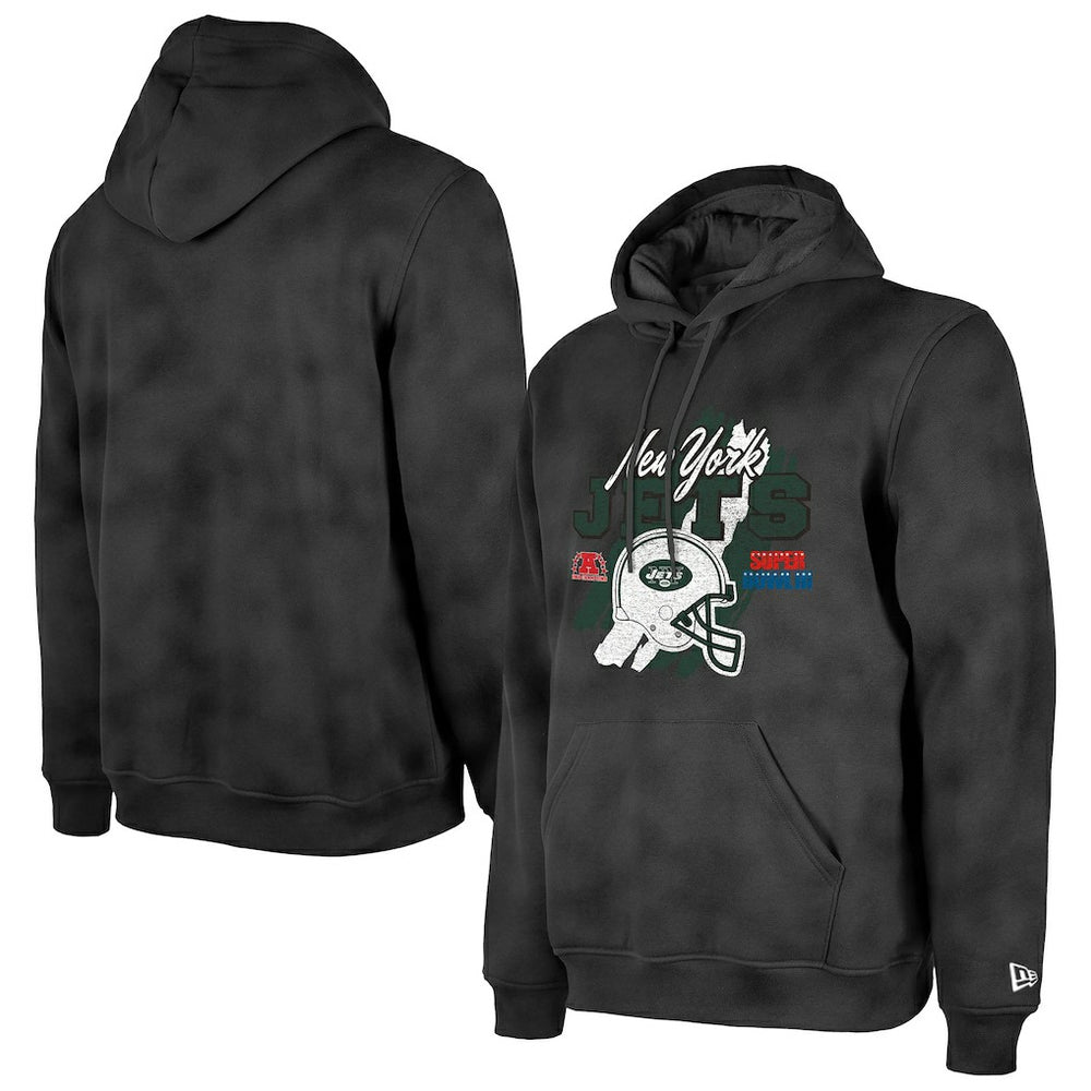 New York Jets New Era Identity Helmet Enzyme Washed Pullover Hoodie - Black - NFL