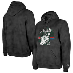 New York Jets New Era Identity Helmet Enzyme Washed Pullover Hoodie - Black - NFL