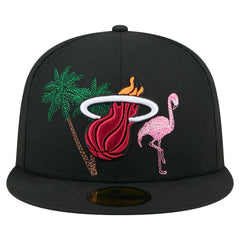 New Era Miami Heat State Stitch 59FIFTY Fitted Hat Black