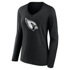 Arizona Cardinals Women's Personalized Name & Number Monochrome Long Sleeve V-Neck T-Shirt - Black - NFL