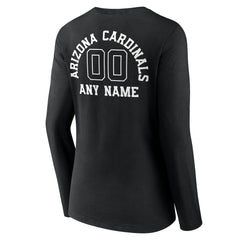 Arizona Cardinals Women's Personalized Name & Number Monochrome Long Sleeve V-Neck T-Shirt - Black - NFL