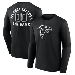 Atlanta Falcons Personalized Name & Number Monochrome Long Sleeve T-Shirt - Black - NFL