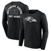 Baltimore Ravens Personalized Name & Number Monochrome Long Sleeve T-Shirt - Black - NFL