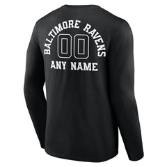 Baltimore Ravens Personalized Name & Number Monochrome Long Sleeve T-Shirt - Black - NFL