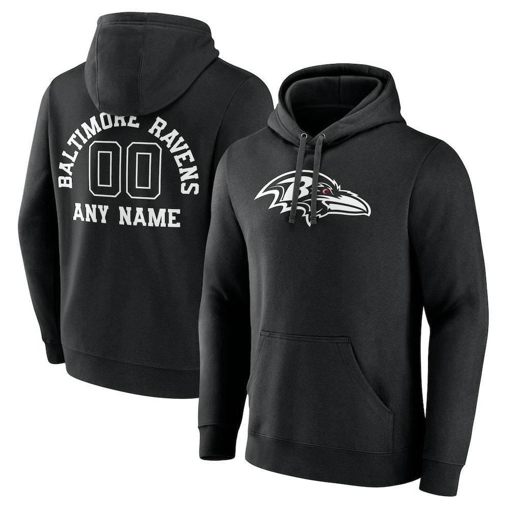 Baltimore Ravens Personalized Name & Number Pullover Hoodie - Black - NFL