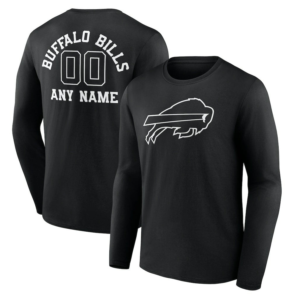 Buffalo Bills Personalized Name & Number Monochrome Long Sleeve T-Shirt - Black - NFL