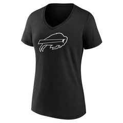 Buffalo Bills Women's Personalized Name & Number Monochrome V-Neck T-Shirt - Black - NFL