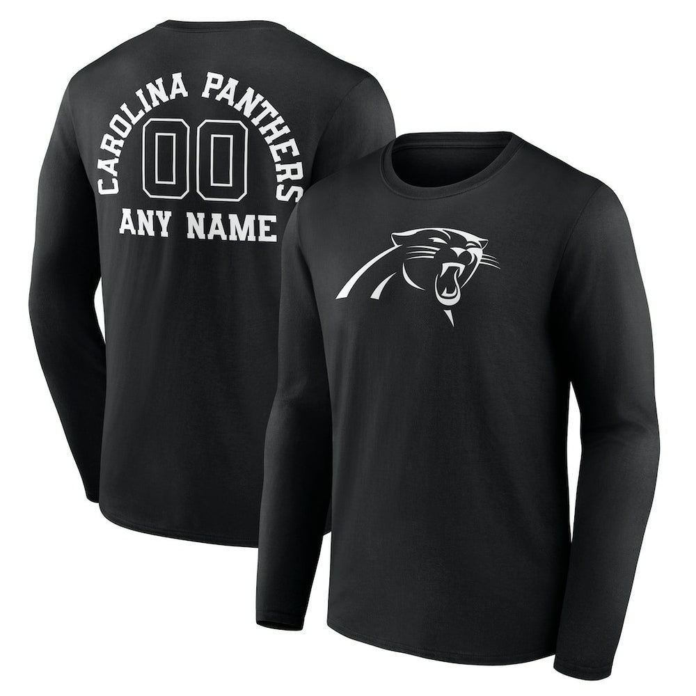 Carolina Panthers Personalized Name & Number Monochrome Long Sleeve T-Shirt - Black - NFL