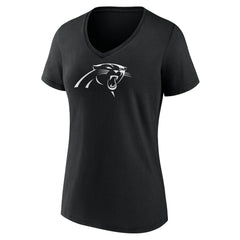 Carolina Panthers Women's Personalized Name & Number Monochrome V-Neck T-Shirt - Black - NFL