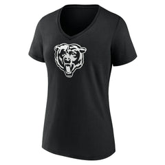 Chicago Bears Women's Personalized Name & Number Monochrome V-Neck T-Shirt - Black - NFL