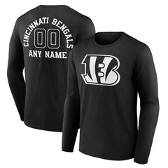 Cincinnati Bengals Personalized Name & Number Monochrome Long Sleeve T-Shirt - Black - NFL