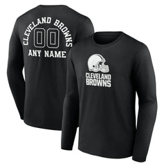 Cleveland Browns Personalized Name & Number Monochrome Long Sleeve T-Shirt - Black - NFL