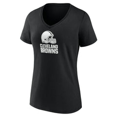 Cleveland Browns Women's Personalized Name & Number Monochrome V-Neck T-Shirt - Black - NFL