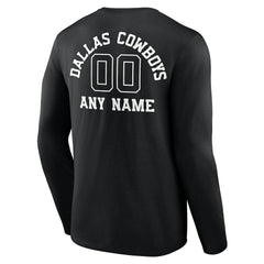 Dallas Cowboys Personalized Name & Number Monochrome Long Sleeve T-Shirt - Black - NFL