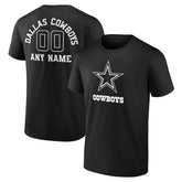 Dallas Cowboys Personalized Name & Number Monochrome T-Shirt - Black - NFL