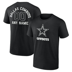 Dallas Cowboys Personalized Name & Number Monochrome T-Shirt - Black - NFL