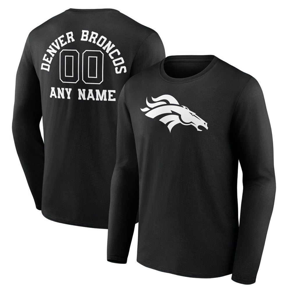 Denver Broncos Personalized Name & Number Monochrome Long Sleeve T-Shirt - Black - NFL