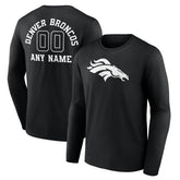 Denver Broncos Personalized Name & Number Monochrome Long Sleeve T-Shirt - Black - NFL