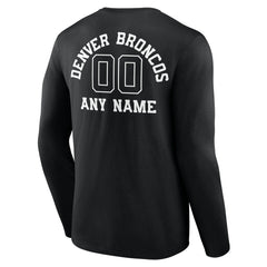 Denver Broncos Personalized Name & Number Monochrome Long Sleeve T-Shirt - Black - NFL
