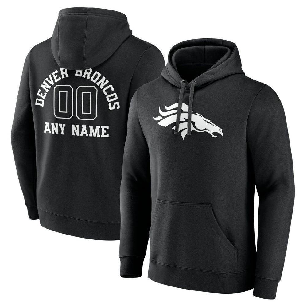 Denver Broncos Personalized Name & Number Pullover Hoodie - Black - NFL