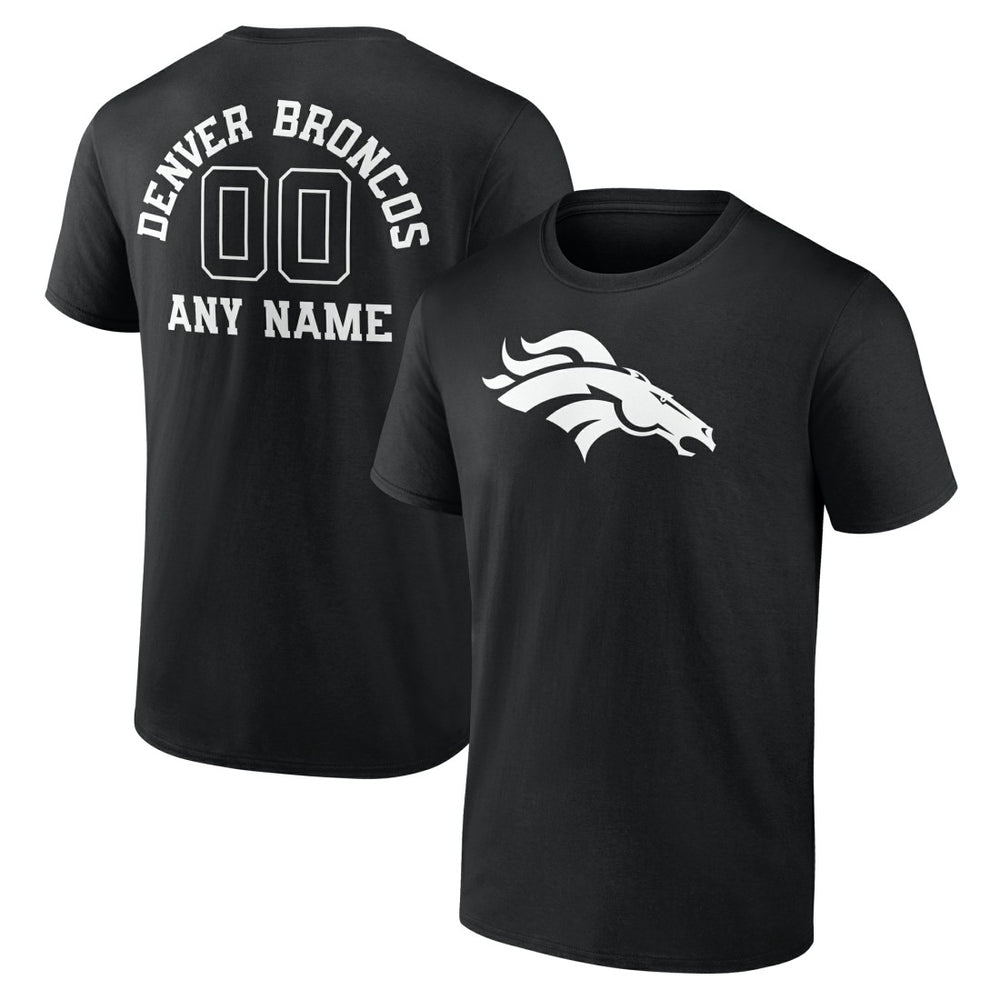 Denver Broncos Personalized Name & Number Monochrome T-Shirt - Black - NFL