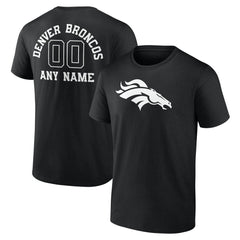 Denver Broncos Personalized Name & Number Monochrome T-Shirt - Black - NFL