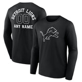 Detroit Lions Personalized Name & Number Monochrome Long Sleeve T-Shirt - Black - NFL