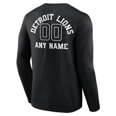 Detroit Lions Personalized Name & Number Monochrome Long Sleeve T-Shirt - Black - NFL